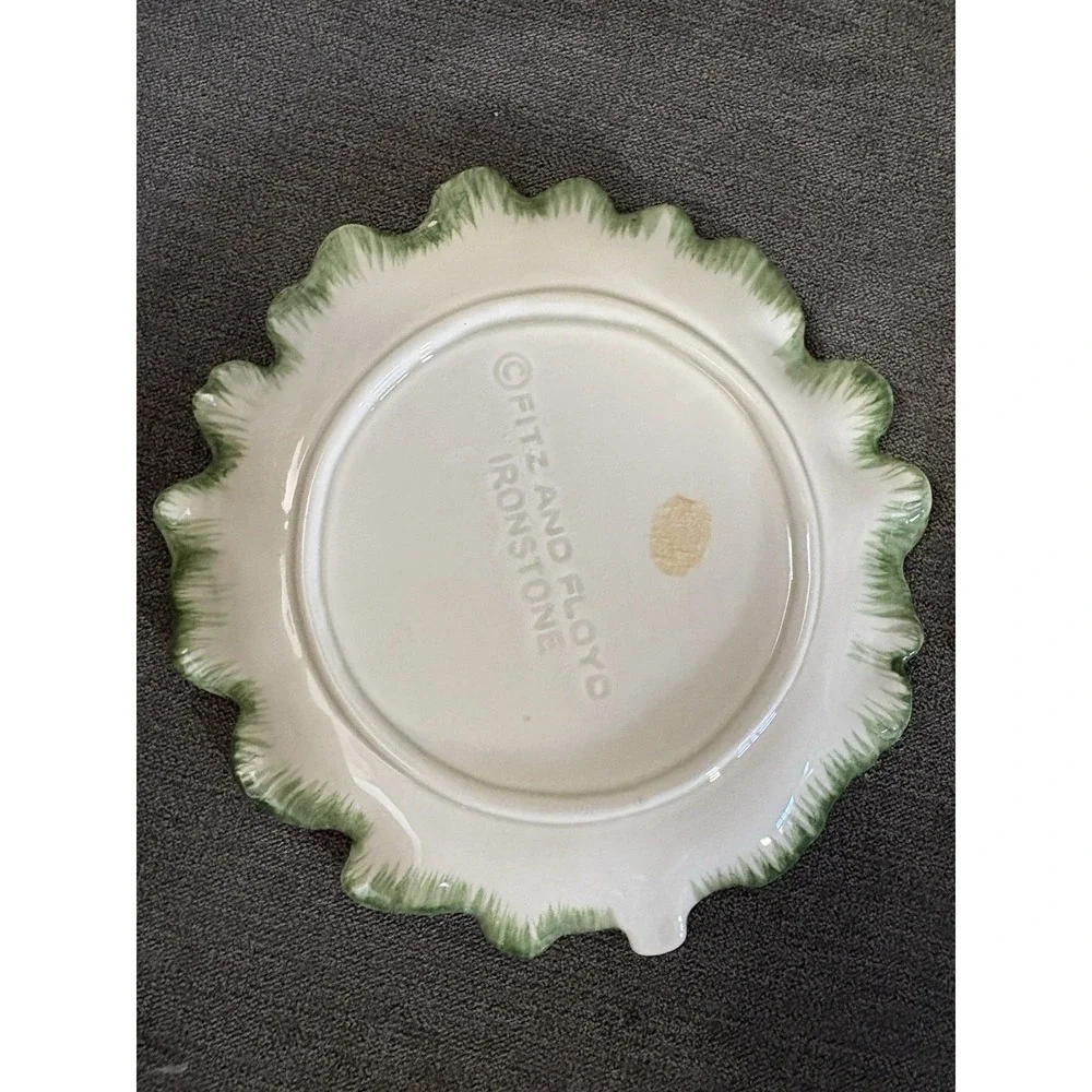 Fitz & Floyd Ironstone Set Of 2 Cabbage Leaf Appetizer Plate Vintage 7